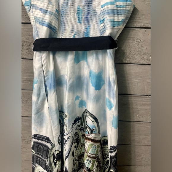 Moulinette Soeurs Anthropologie Skyward Paris City Print Strapless Dress Sz 2 - Picture 11 of 15